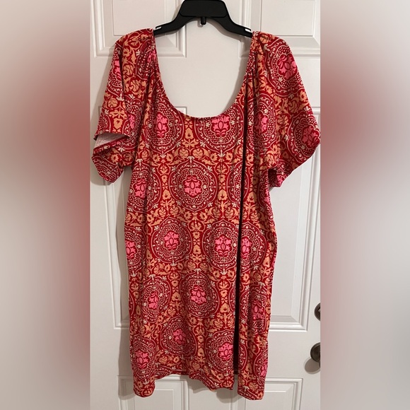 Boden Scoop‎ Neck Jersey Mini Dress Poinsettia, Exotic Tile Red Women’s 16/18 - Picture 6 of 8